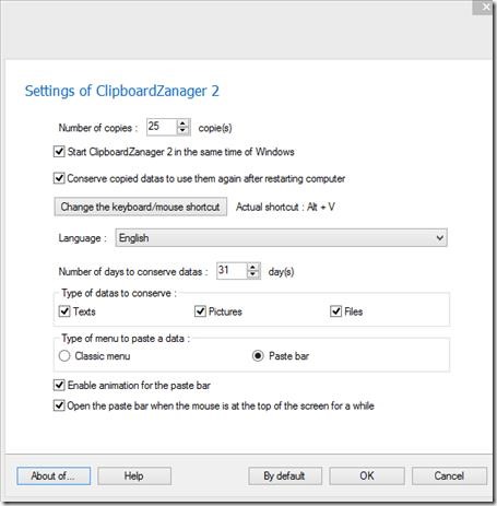 ClipboardZanager - Settings