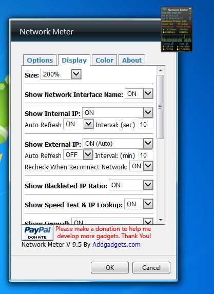 Network Meter settings