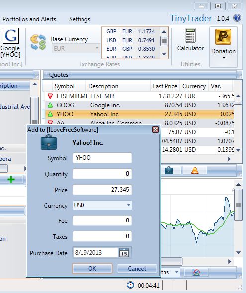 TinyTrader adding stock portfolio