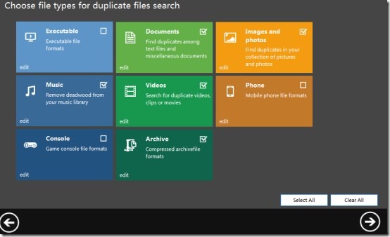 Weeny Free Duplicate Finder- select file types