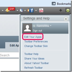 Yahoo! Toolbar for Firefox- customize toolbar settings