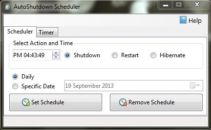 AutoShutdown Scheduler - The Free Shutdown Schedular - Interface