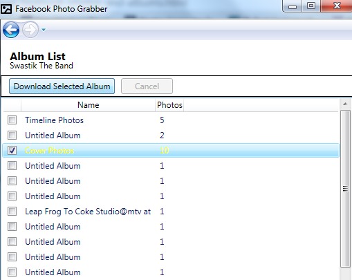 Facebook Photo Grabber- download selected album