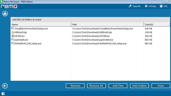 Remo File Eraser selecting files