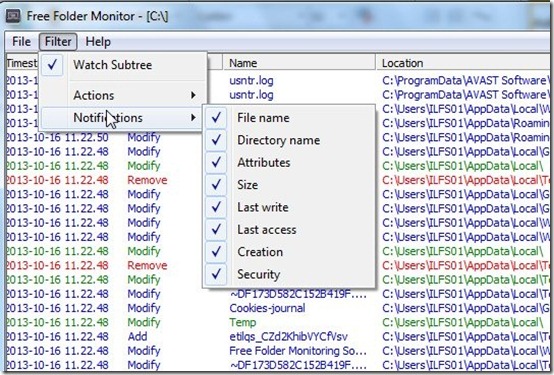 Free Folder Monitor-monitoring software-filter files