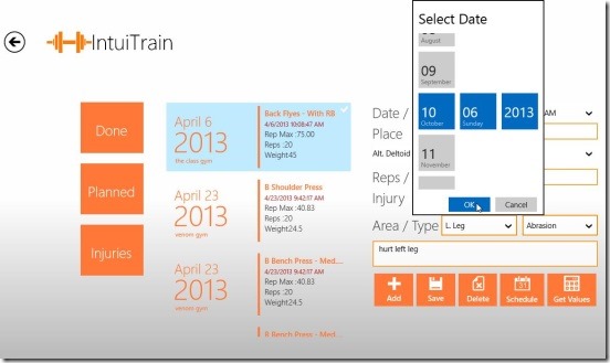 IntuiTrain - adding new entry