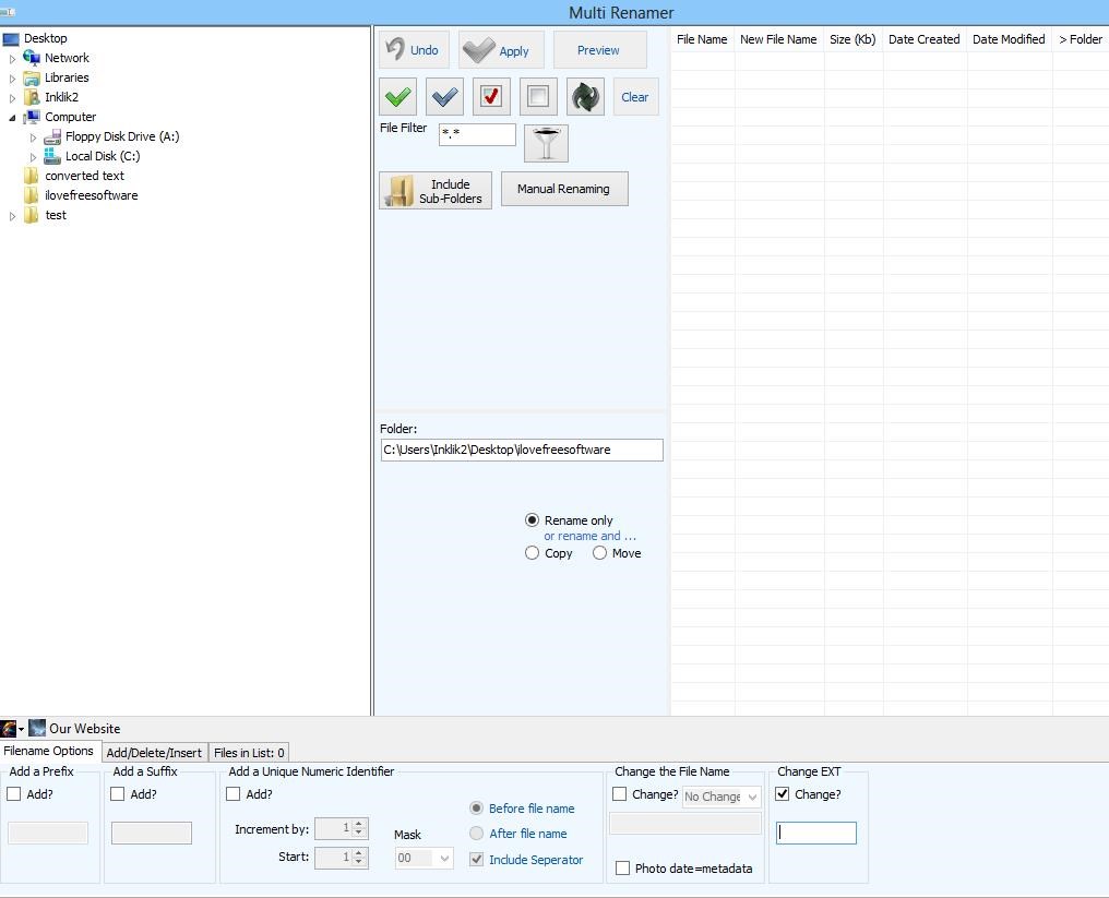 Multi Renamer- file renamer-interface