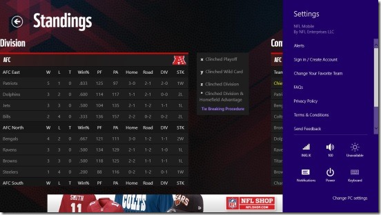 NFL Mobile - settings