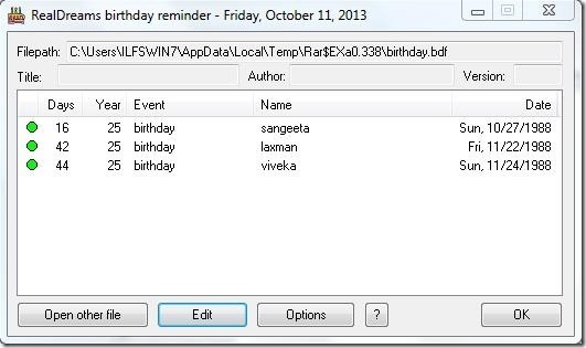 RealDreams birthday reminder