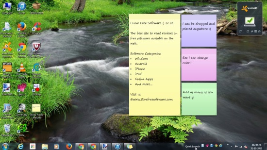 new sticky note win 7