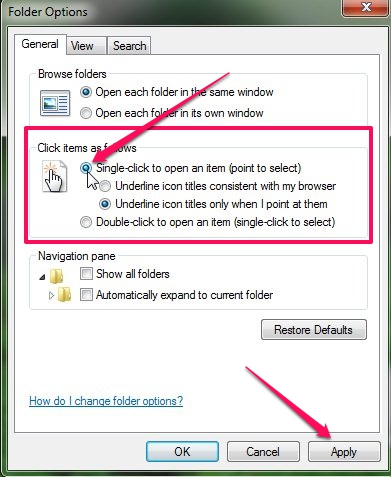 Changing Double-Click Mouse Selection to Single