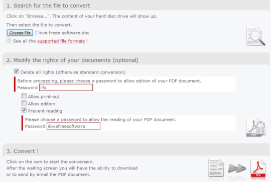 Conv2pdf- interface