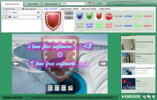 Easy Watermark Studio Lite- interface