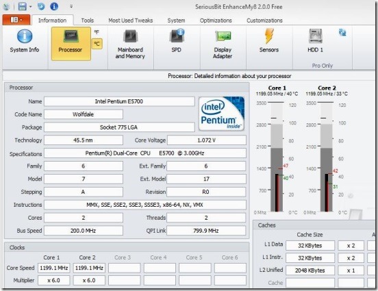 Enhancemy8 - processor info