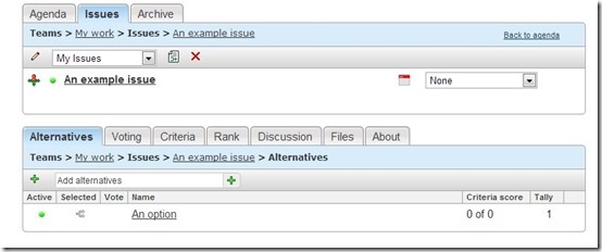 Meta Team-online project management-decision menu