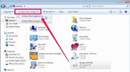 Windows Disc Image Burner - Burn Option in Explorer