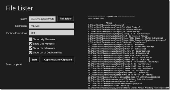 File Lister - searching for files stored locally