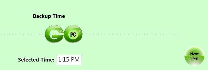 GoPC Backup- move the slider to set data backup time