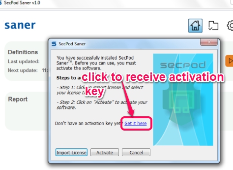 SecPod Saner- activate the software