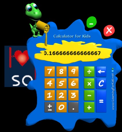 Calculator for Kids- use left mouse button to press keys