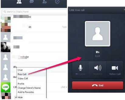 LINE PC application to make calls from PC to phones