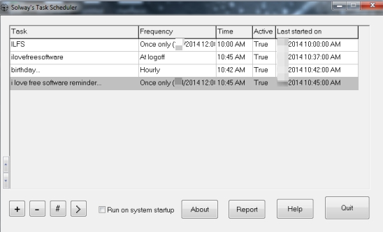 Solway's Task Scheduler- interface