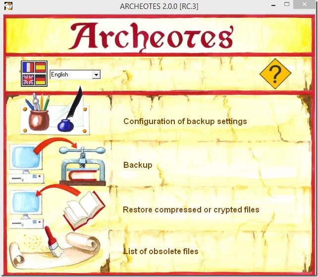 Archeotes - main window