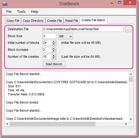 DiskBench - creating batch files