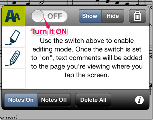 Turning ON the Notes/Comments Feature