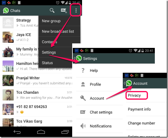 WhatsApp Privacy Menu