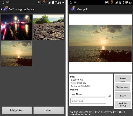 Create Animated Gifs using images With Gif Creator For Android