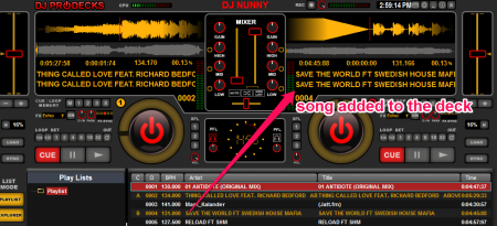 Dj Deck pro song adding to the deck