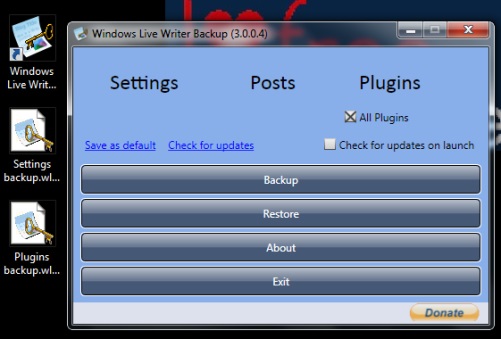 Windows Live Writer Backup- create backup