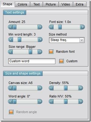 Wordaizer Text Settings