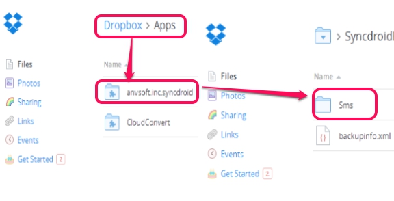 backup items to Dropbox