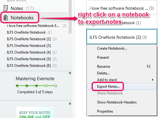 export notes from a notebook