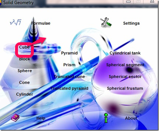solid geometry calculating cube
