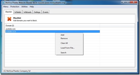 NoVirusThanks Website Blocker