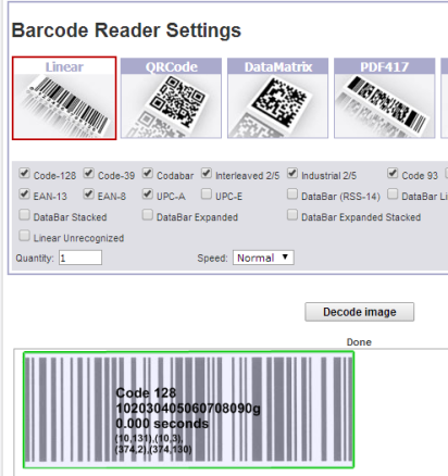 OnLine Barcode Decoder- interface