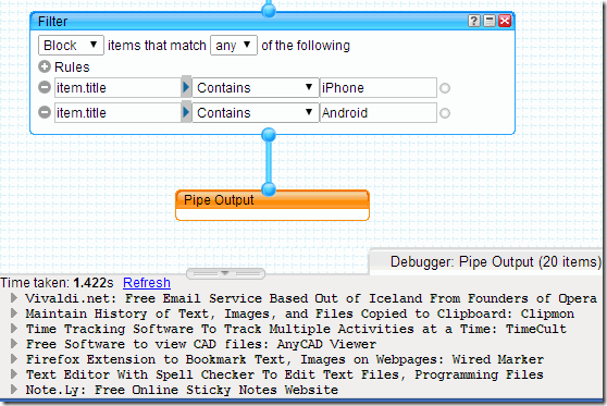 Yahoo Pipes Debugger