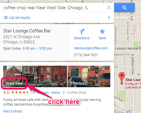 click Street View option