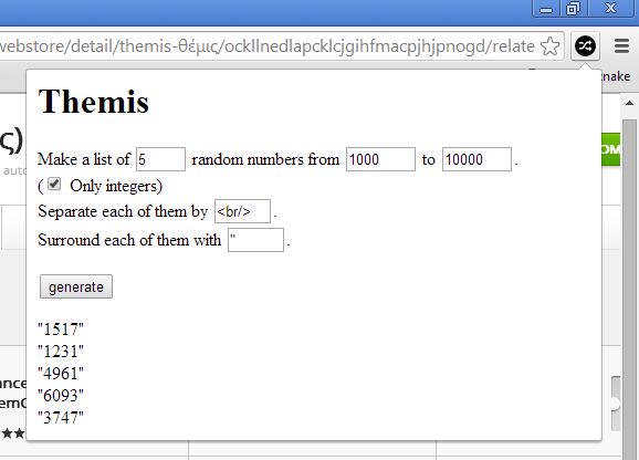 random number generator extensions google chrome
