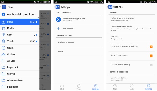 Blue Mail For Android: Unified Email Client for GMail, Yahoo, Outlook