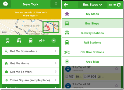 Citymapper Home Screen