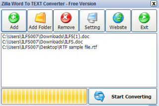 Zilla Word To TEXT Converter- interface