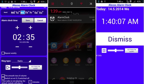 alarm ring in radio alarm for android