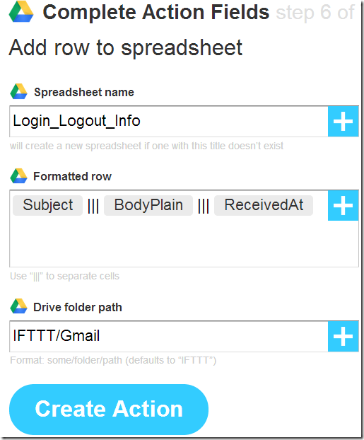 IFTTT Login Logoff Entry