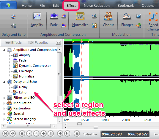 apply effects to audio track