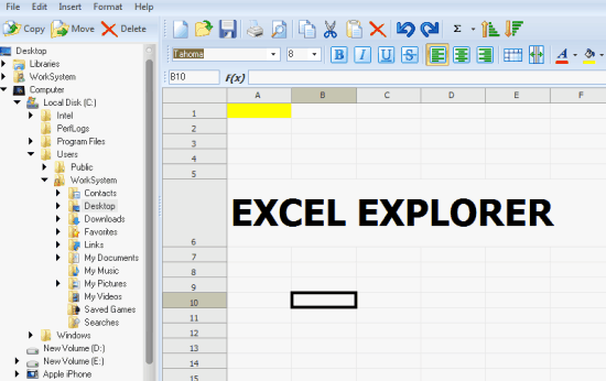 excel explorer header