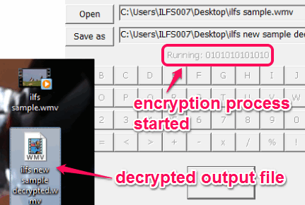 decrypted output file